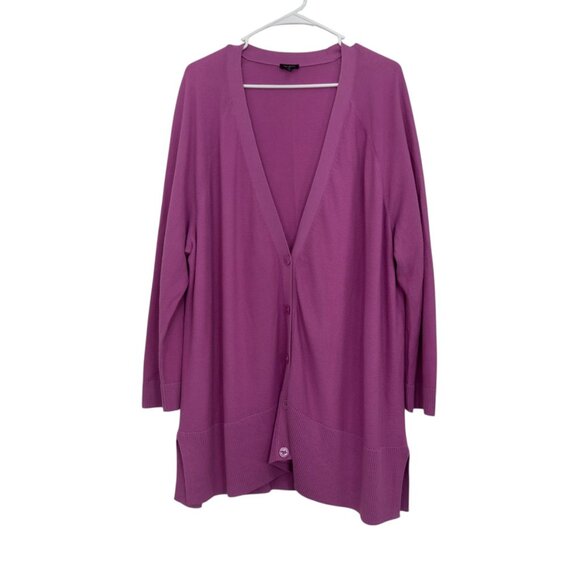 Talbots Womens Plus Size 3X Button Up Cardigan Sweater Light Purple Cotton/Rayon - Picture 9 of 16